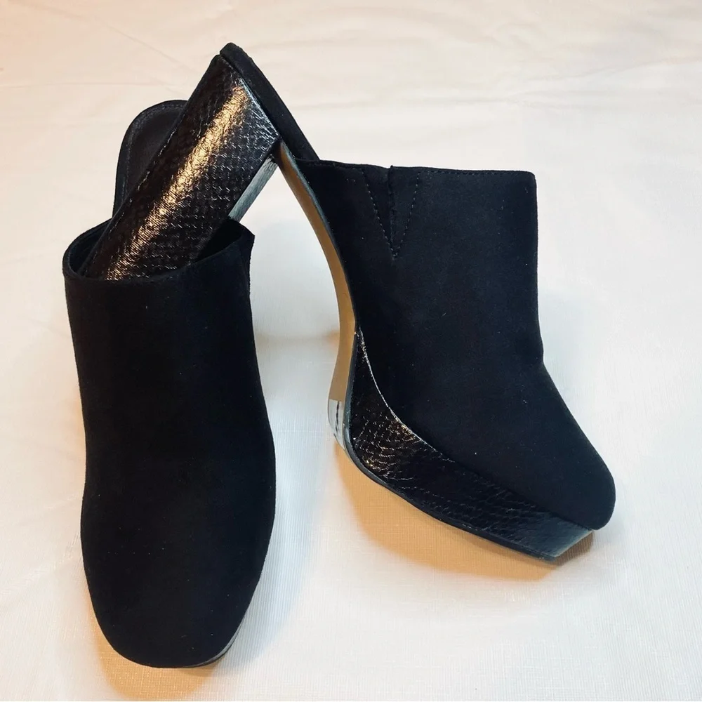 GABRIELLE UNION Chic Black Platform Mules - Picture 2 of 11